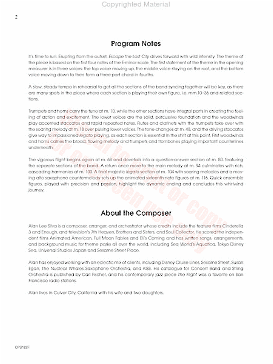 Escape the Lost City Concert Band scores gallery preview page 3