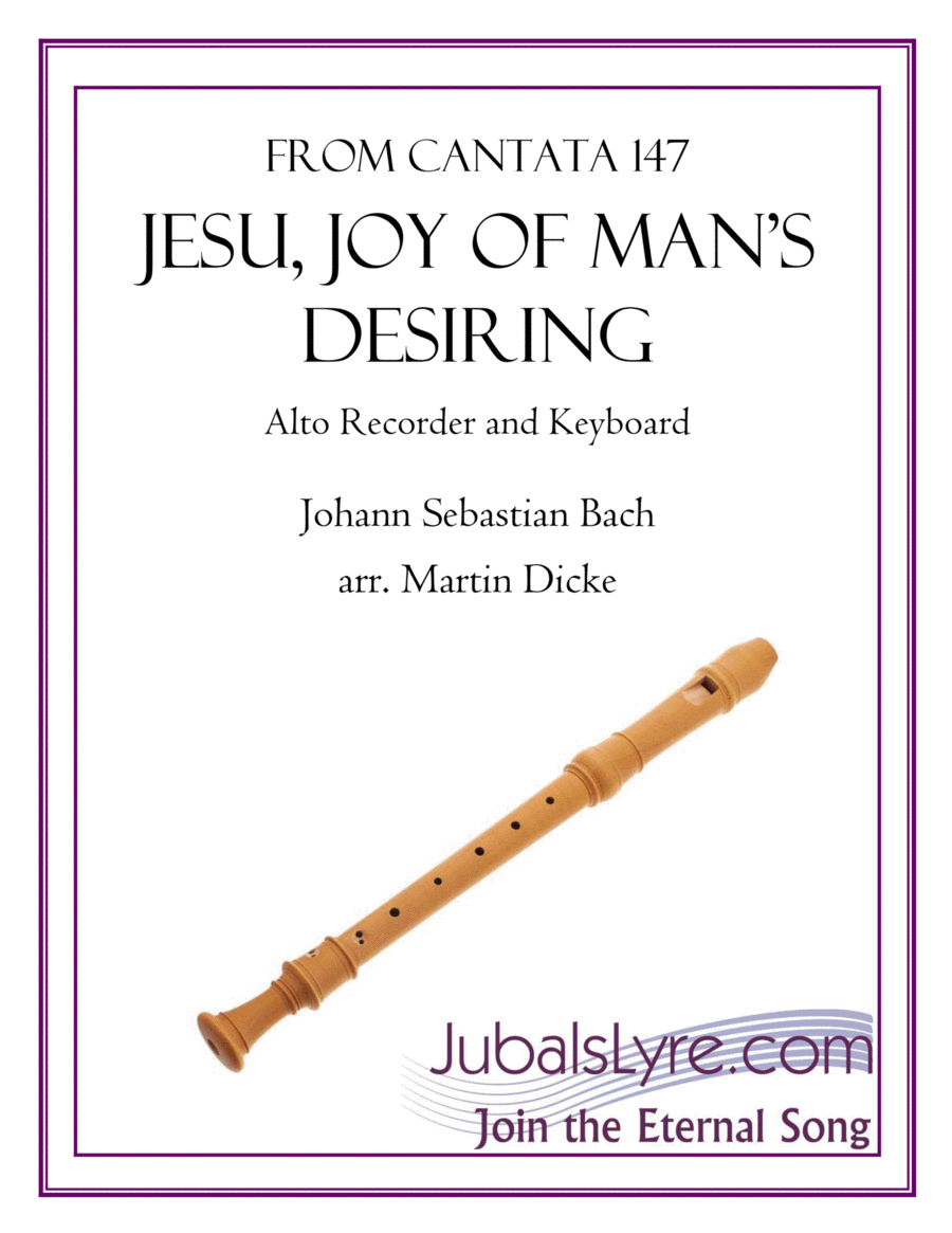 Jesu, Joy of Man's Desiring (Alto Recorder and Keyboard) Alto Recorder scores gallery preview page 1