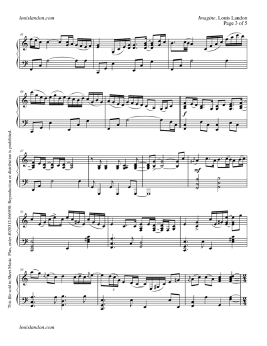 Imagine Piano Solo scores gallery preview page 3