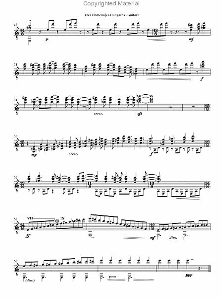 Tres Homenajes Húngaros (Three Hungarian Tributes) Guitar Ensemble scores gallery preview page 4