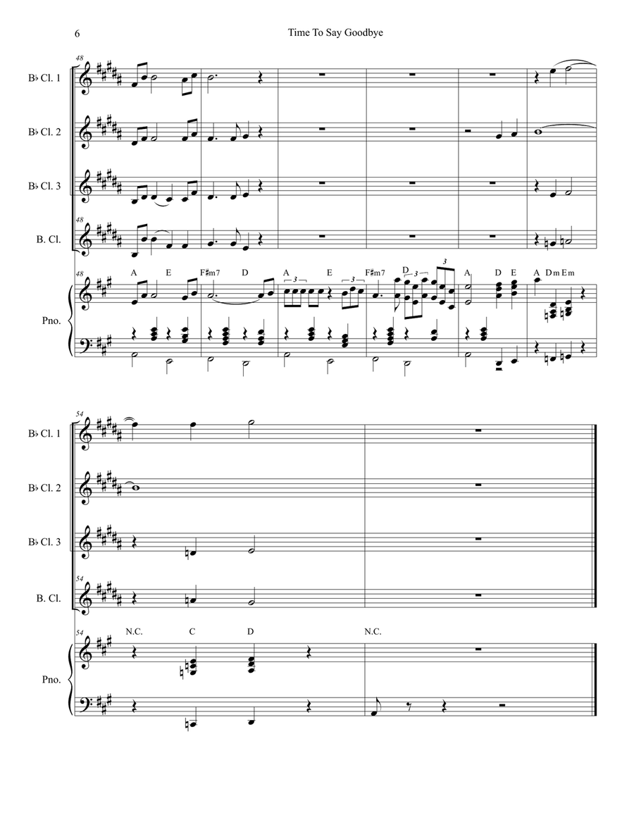 Time To Say Goodbye Woodwind Ensemble scores gallery preview page 6