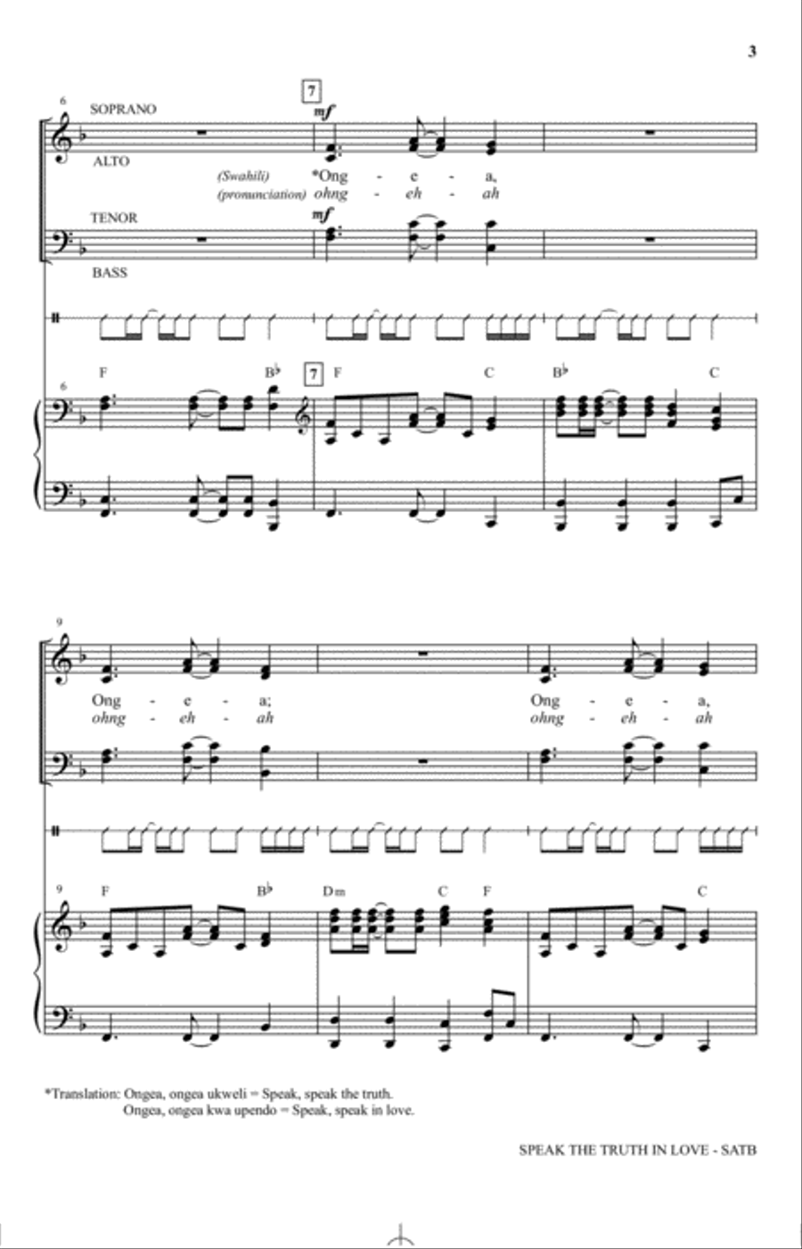 Speak The Truth In Love (Ongea) Choir scores gallery preview page 2