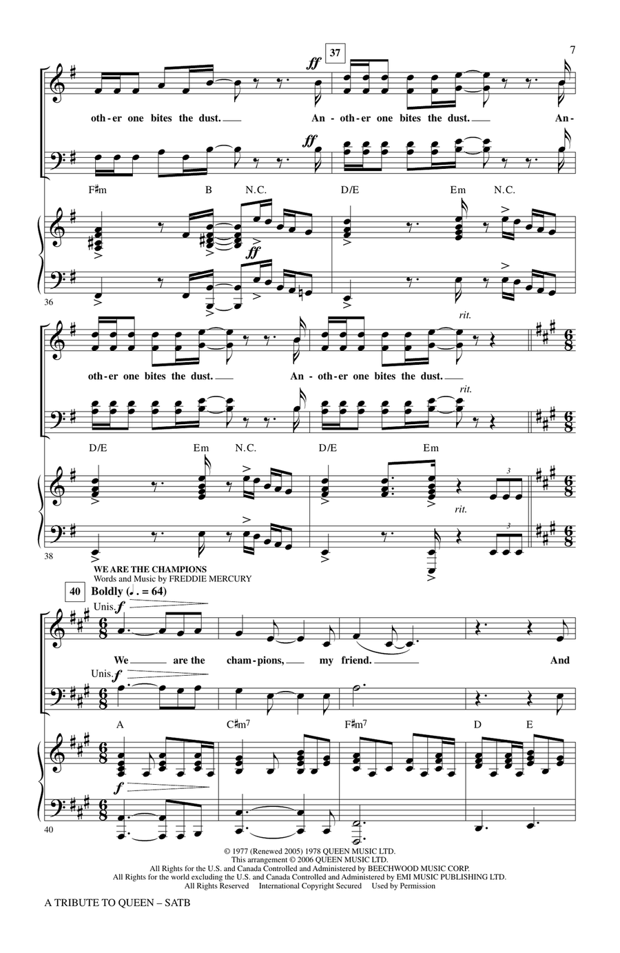 A Tribute To Queen (Medley) (arr. Mark Brymer) 4-Part scores gallery preview page 6