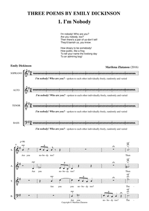 THREE POEMS BY EMILY DICKINSON, for SATB choir a cappella