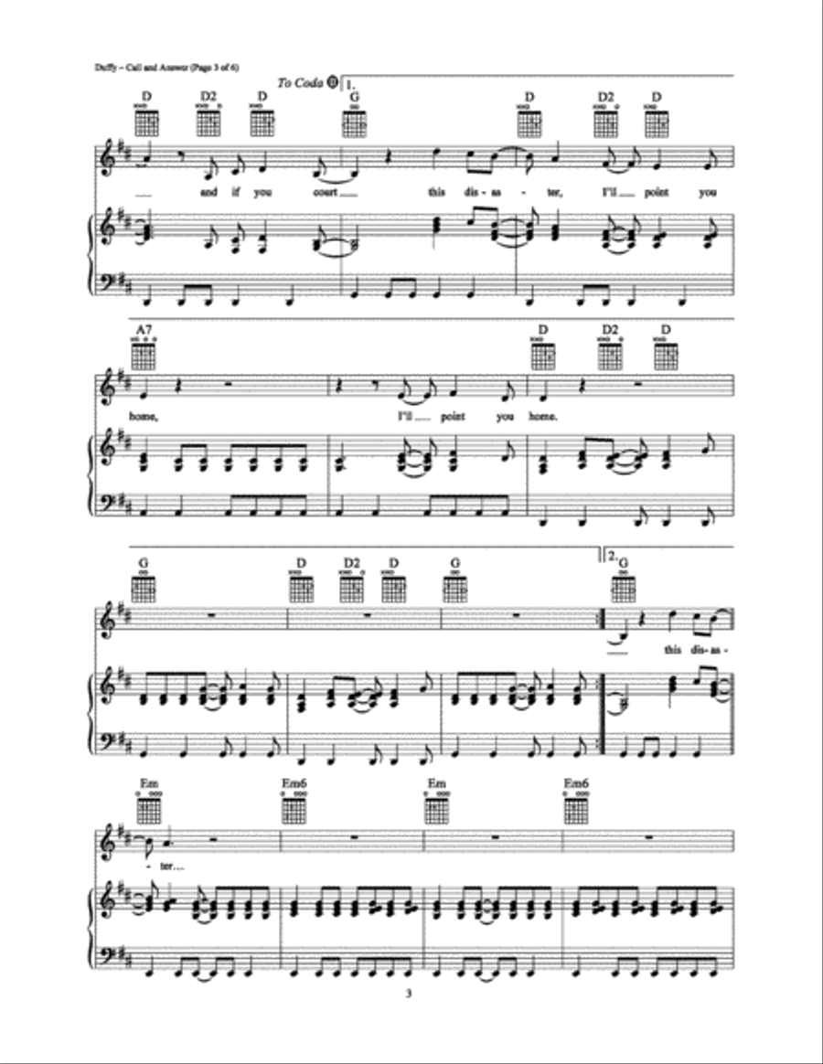 Call and Answer Piano, Vocal, Guitar scores gallery preview page 3