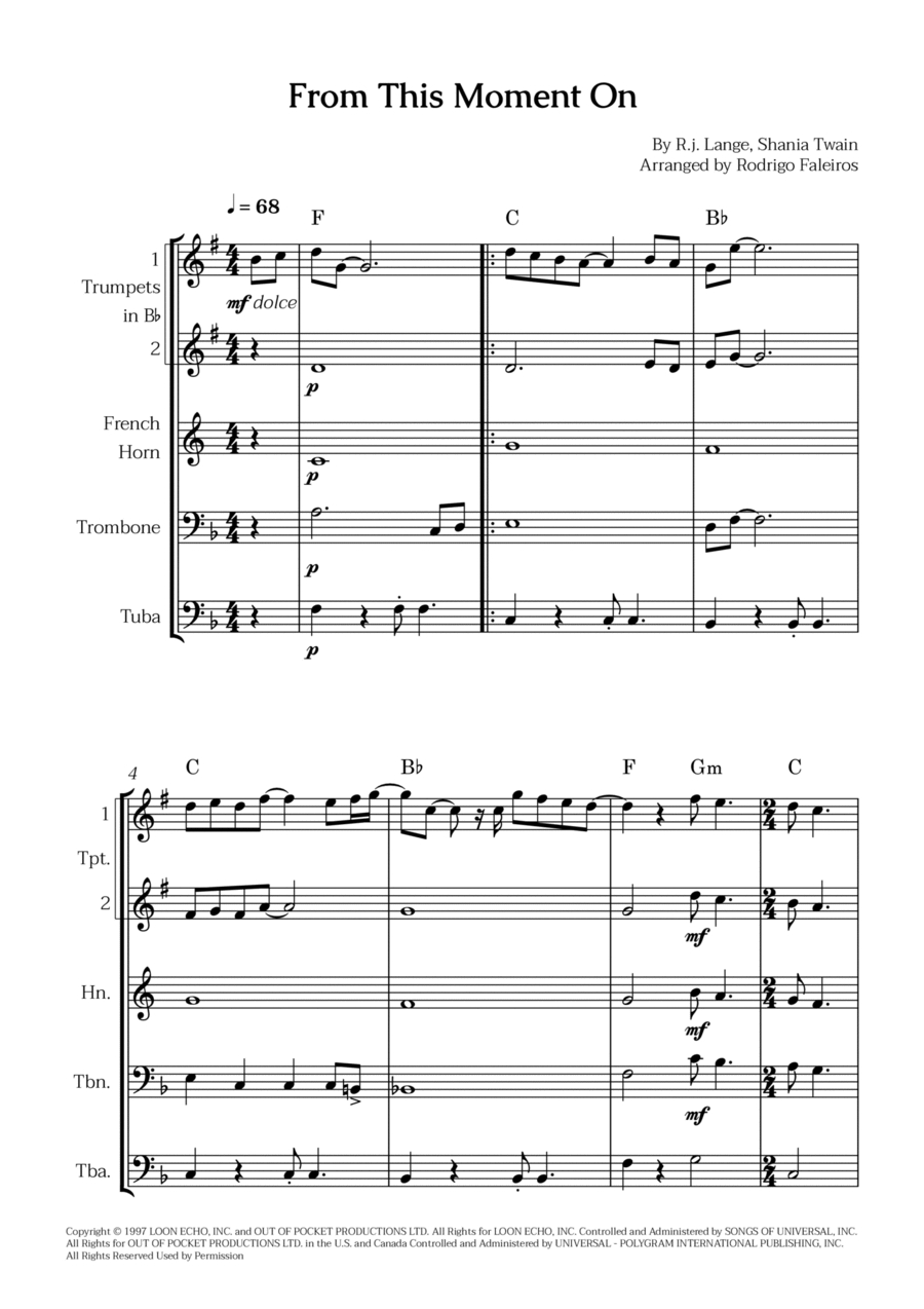 From This Moment On Brass Quintet scores gallery preview page 1