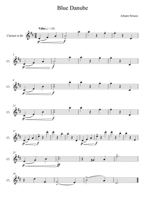 Johann Strauss - Blue Danube (Clarinet Solo) Easy Version