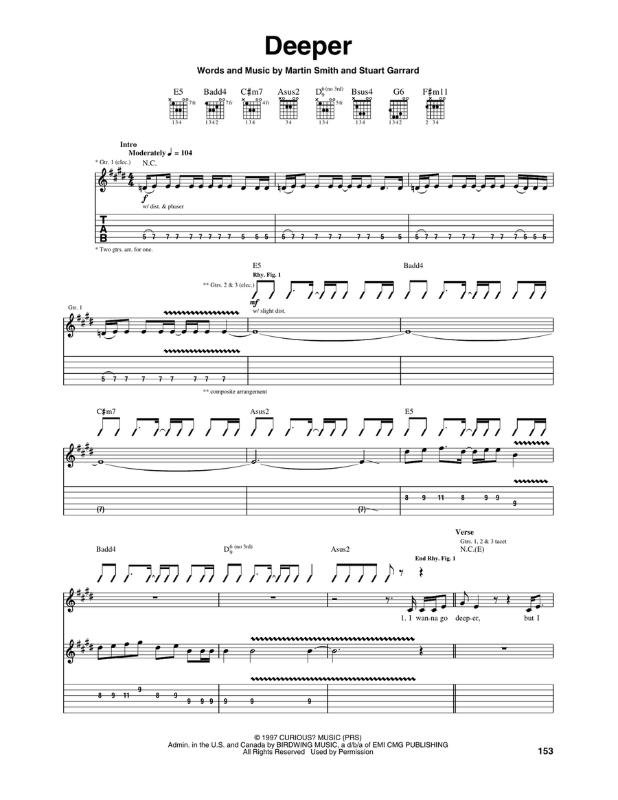 Deeper Guitar Tablature scores gallery preview page 1
