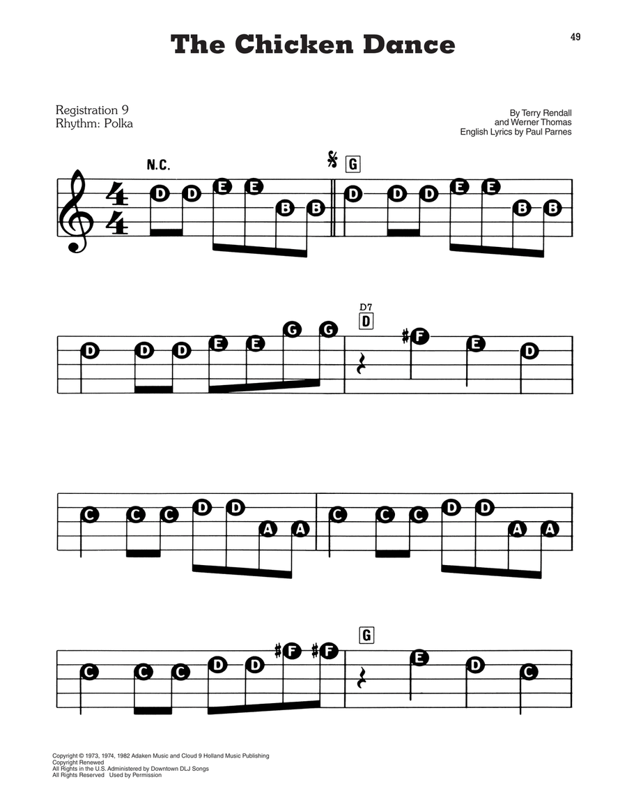 Chicken dance accordion sheet music store