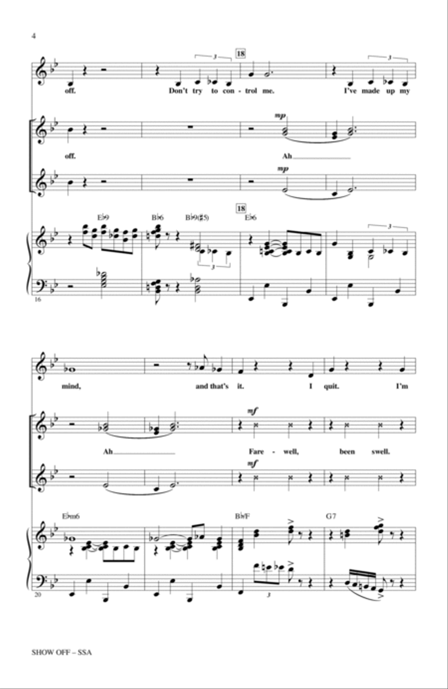 Show Off (from The Drowsy Chaperone) SSA scores gallery preview page 3