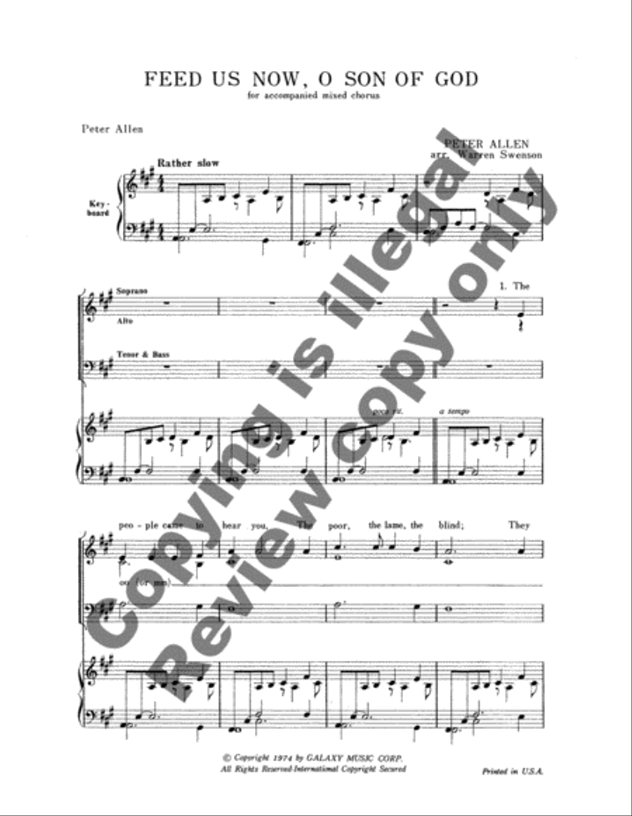 Feed Us Now, O Son of God 4-Part scores gallery preview page 7
