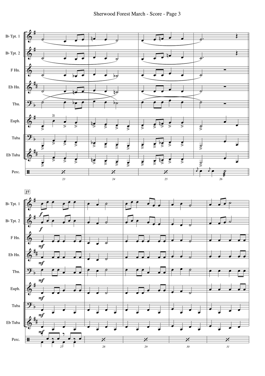 Sherwood Forest March for Junior Brass Band Brass Band scores gallery preview page 3