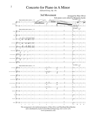 Book cover for Piano Concerto in A minor (Third Movement) for Piano and Wind Band Score and Parts