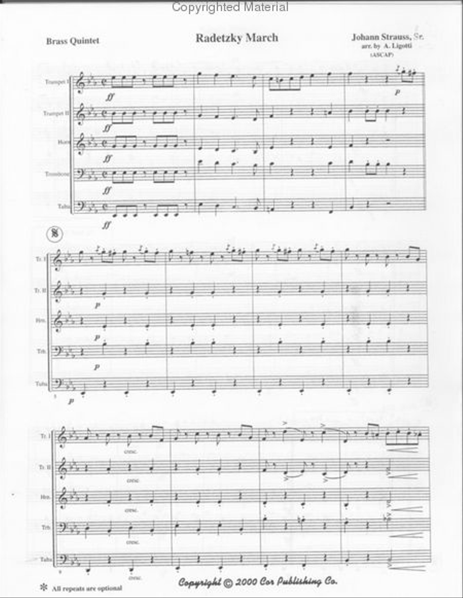 Radetzky March (Albert Ligotti) Brass Quintet scores gallery preview page 2