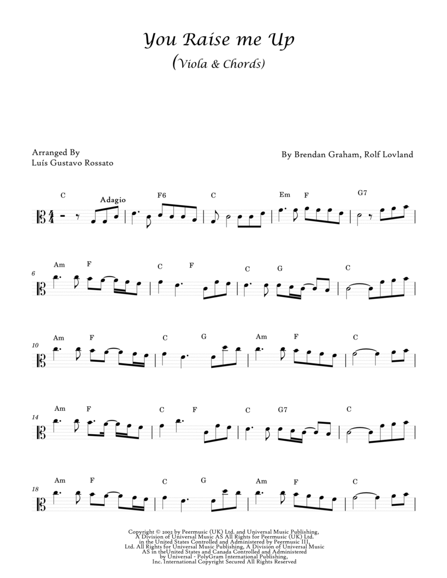 You Raise Me Up You Raise Me Up Viola Solo scores gallery preview page 1