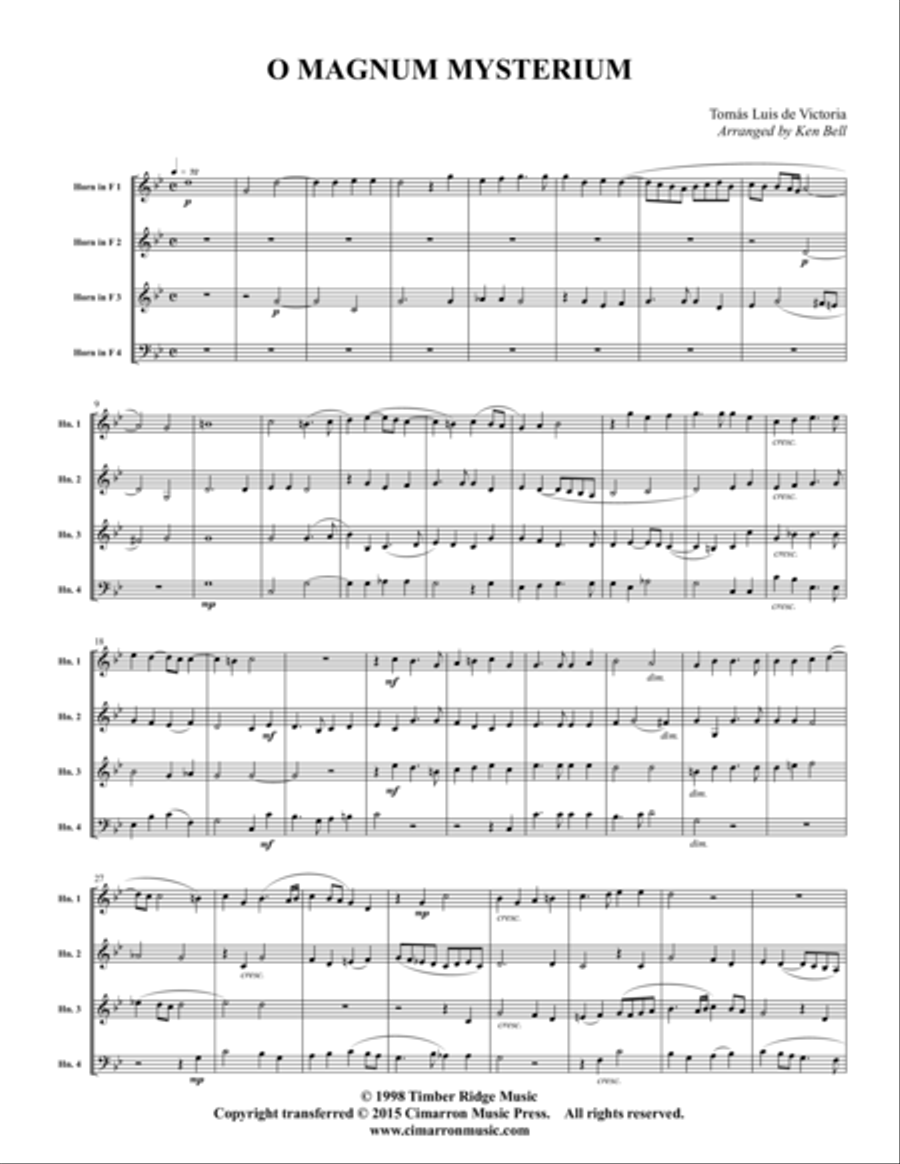O Magnum Mysterium Horn scores gallery preview page 1