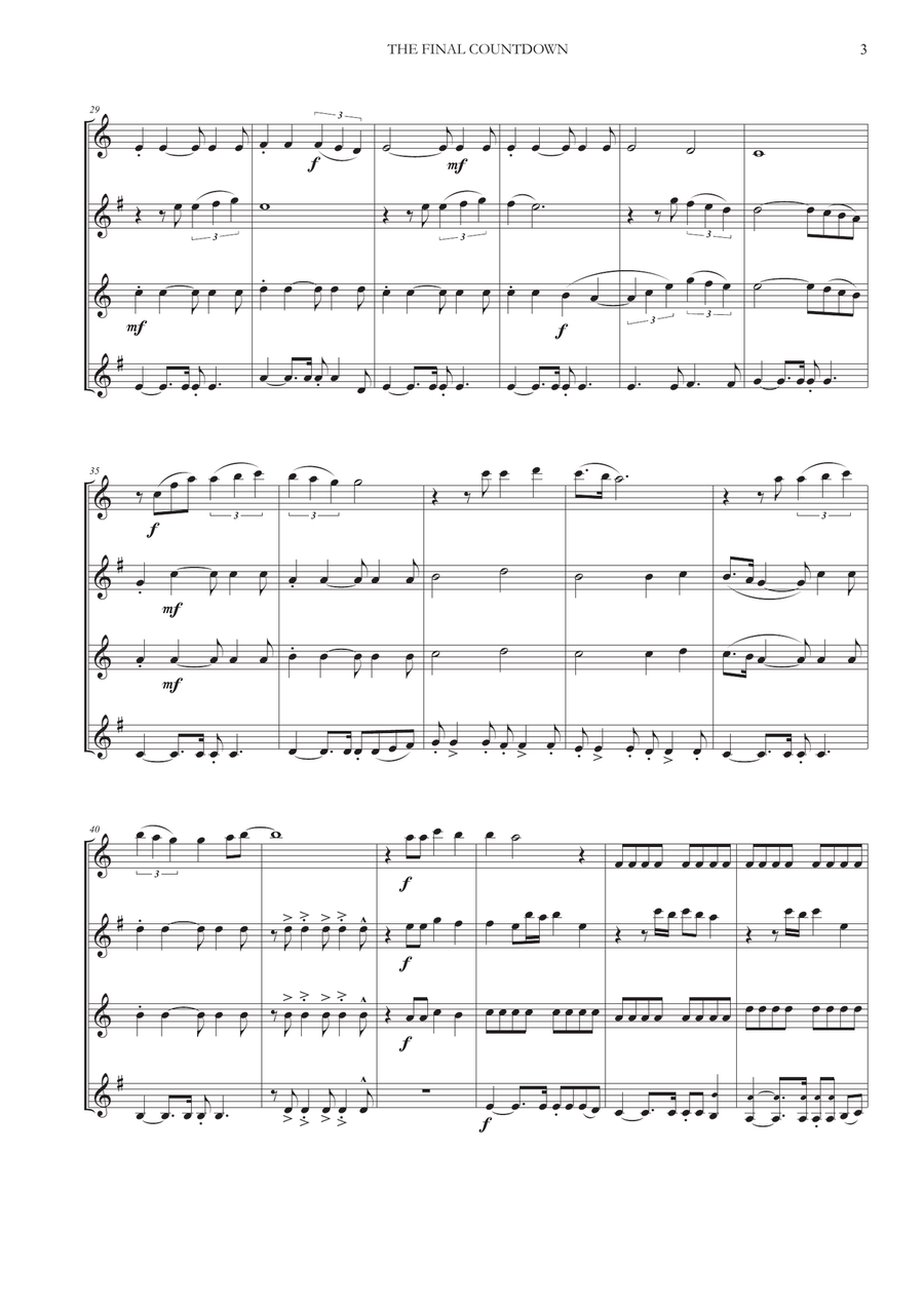 Final Countdown by Europe Woodwind Quartet - Digital Sheet Music page 5