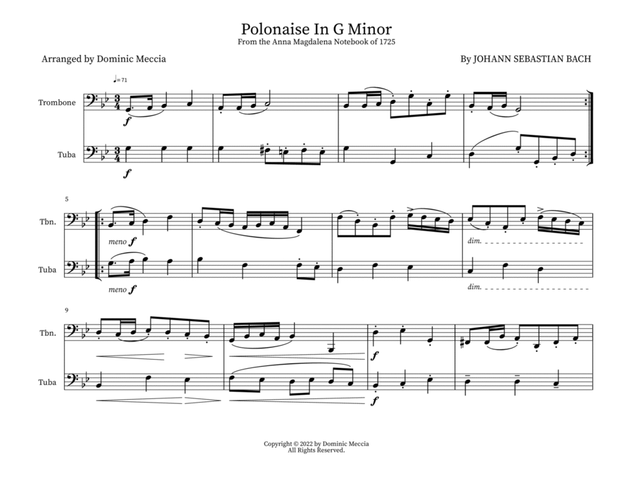 Polonaise In G Minor Brass Duet scores gallery preview page 1