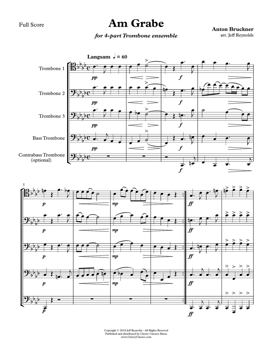 Am Grabe (At the Grave) for 4-part Trombone Ensemble Choir 4-Part scores gallery preview page 1