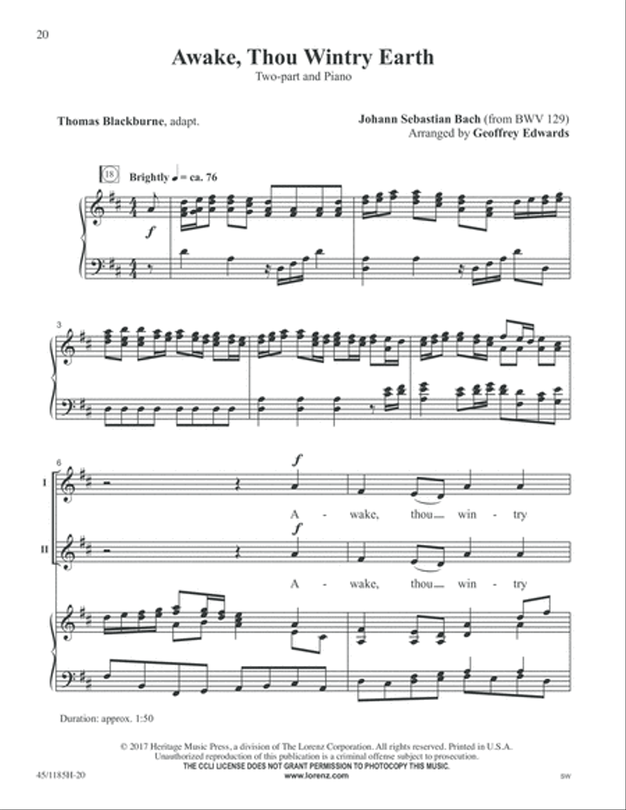 Bach for Young Voices 2-Part scores gallery preview page 20