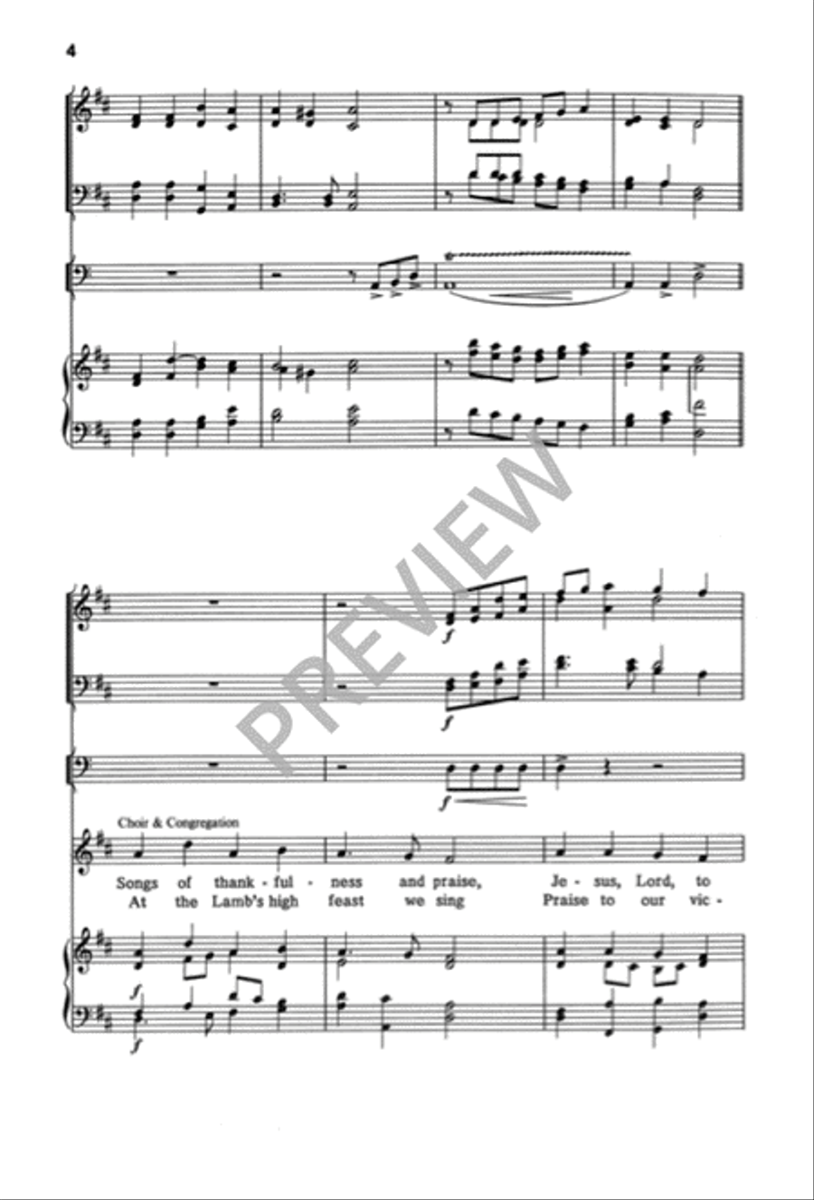 Songs of Thankfulness and Praise / At the Lamb's High Feast We Sing 4-Part scores gallery preview page 5