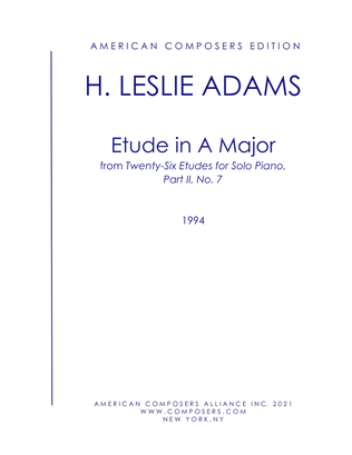Book cover for [Adams] Etude in A Major (Part II, No. 7)