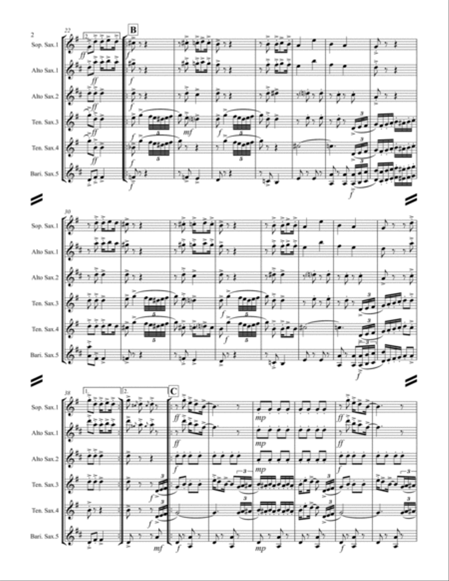 Lassus Trombone (for Saxophone Quintet SATTB or AATTB) Woodwind Quintet scores gallery preview page 3