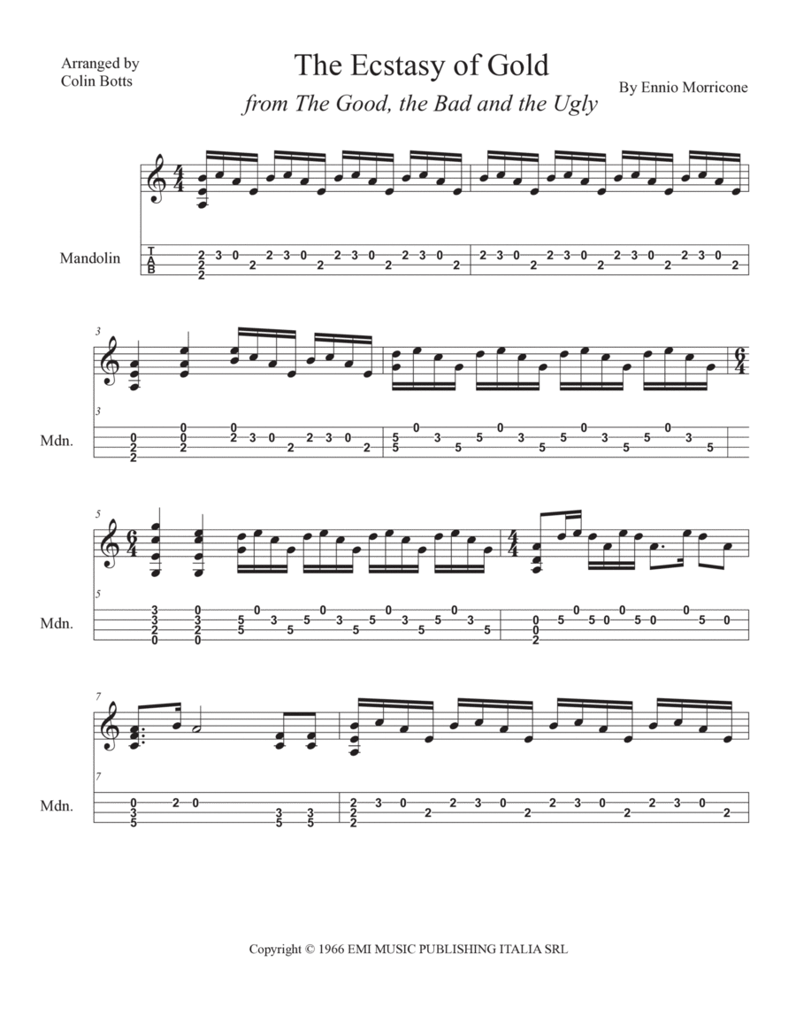 Ecstasy Of Gold Mandolin scores gallery preview page 1
