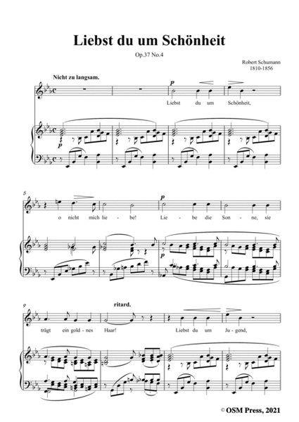 Schumann-Liebst du um Schonheit,Op.37 No.4,in E flat Major,for Voice and Piano