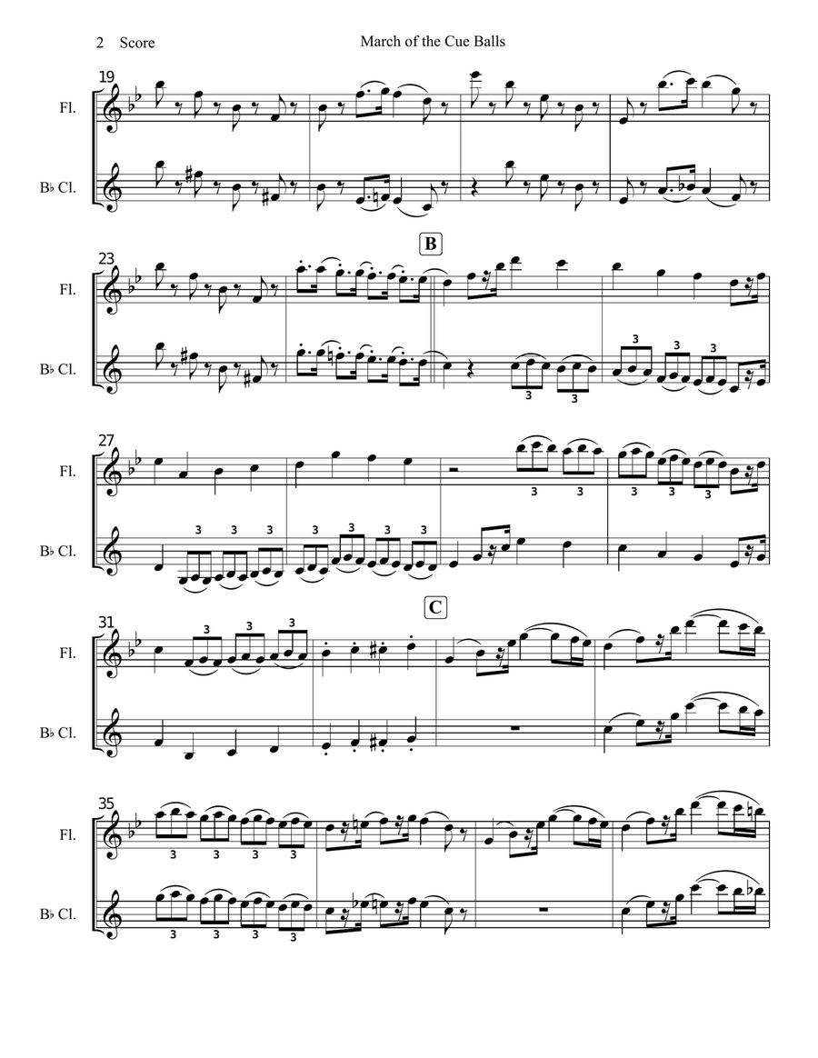 March Of The Cue Balls March Of The Cue Balls Woodwind Duet scores gallery preview page 3