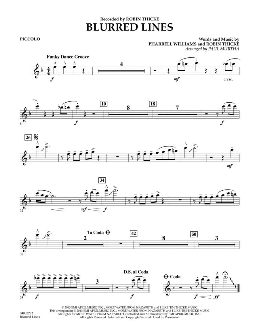 Blurred Lines - Piccolo Concert Band scores gallery preview page 1