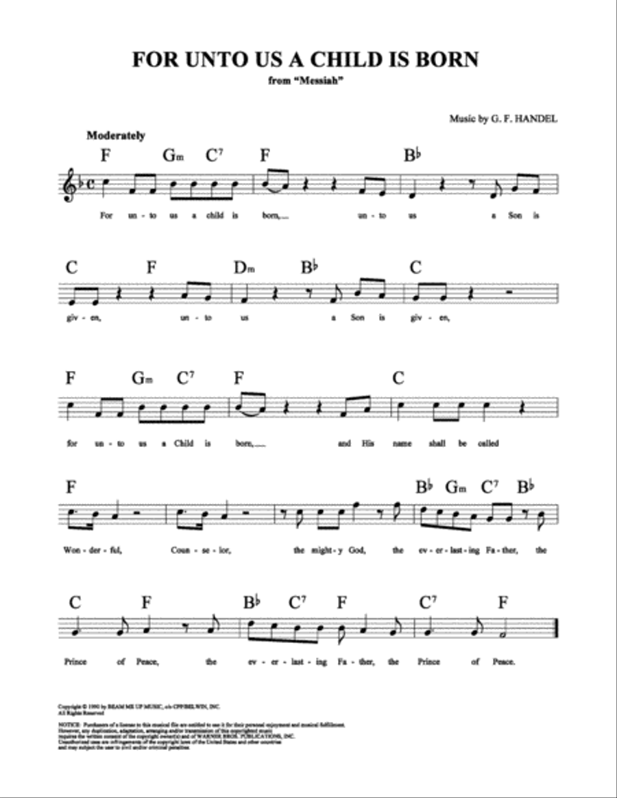 For Unto Us a Child Is Born School and Community scores gallery preview page 1