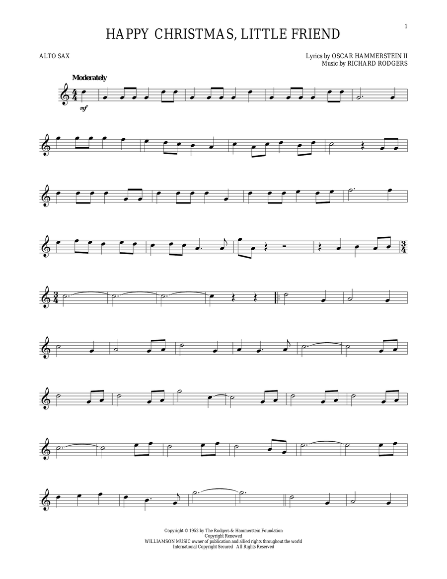 Happy Christmas, Little Friend Alto Saxophone scores gallery preview page 1