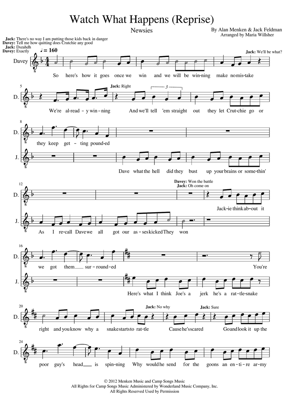Watch What Happens Vocal Duet scores gallery preview page 1