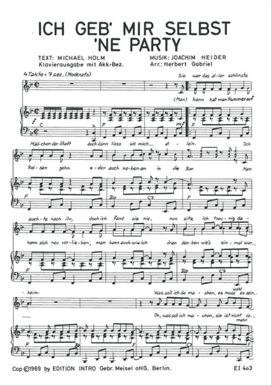 Ich geb' mir selbst 'ne Party Piano, Vocal scores gallery preview page 3