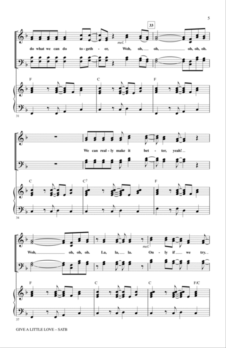 Give A Little Love (arr. Alan Billingsley) 4-Part scores gallery preview page 4