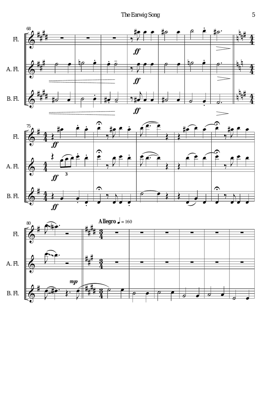 The Earwig song flute trio (SAB) 3-Part scores gallery preview page 5