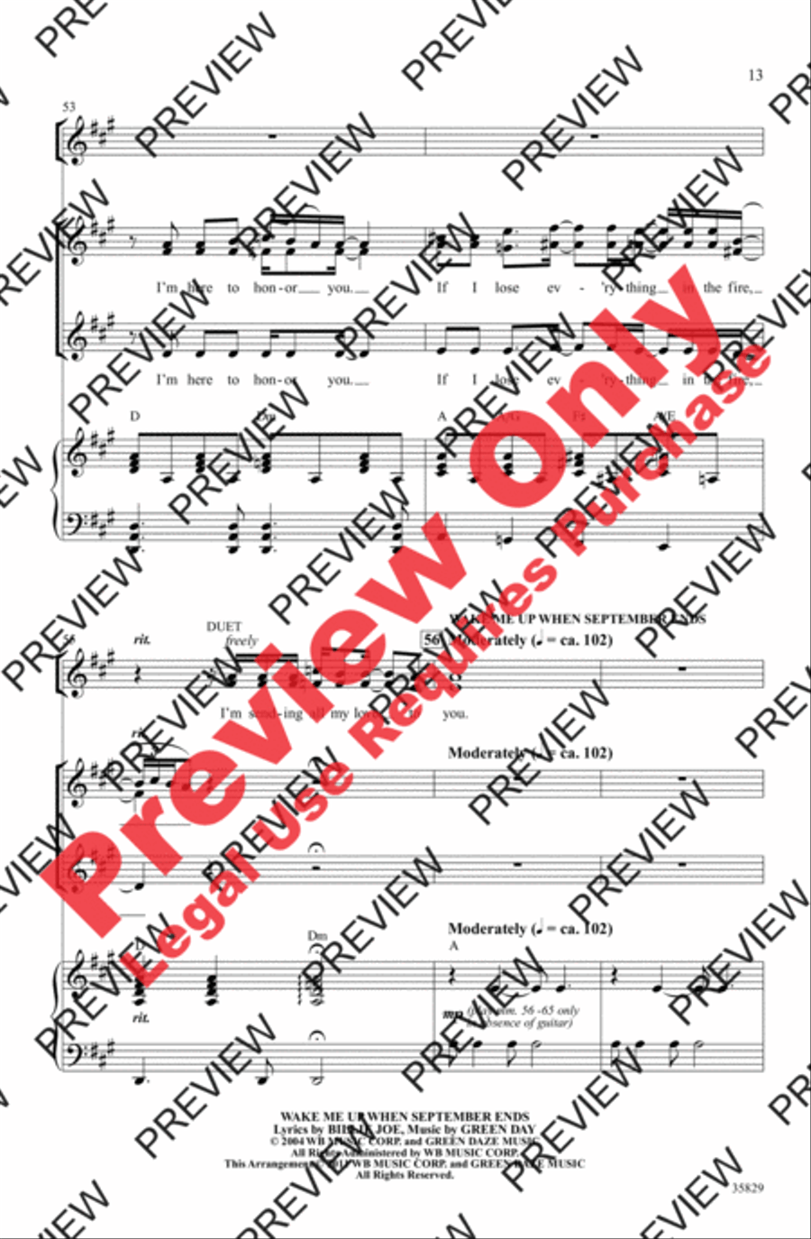 Green Day on Stage: Selections from American Idiot Women's Choir scores gallery preview page 13
