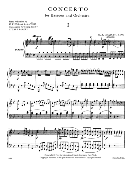 Bassoon Concerto, K. 191
