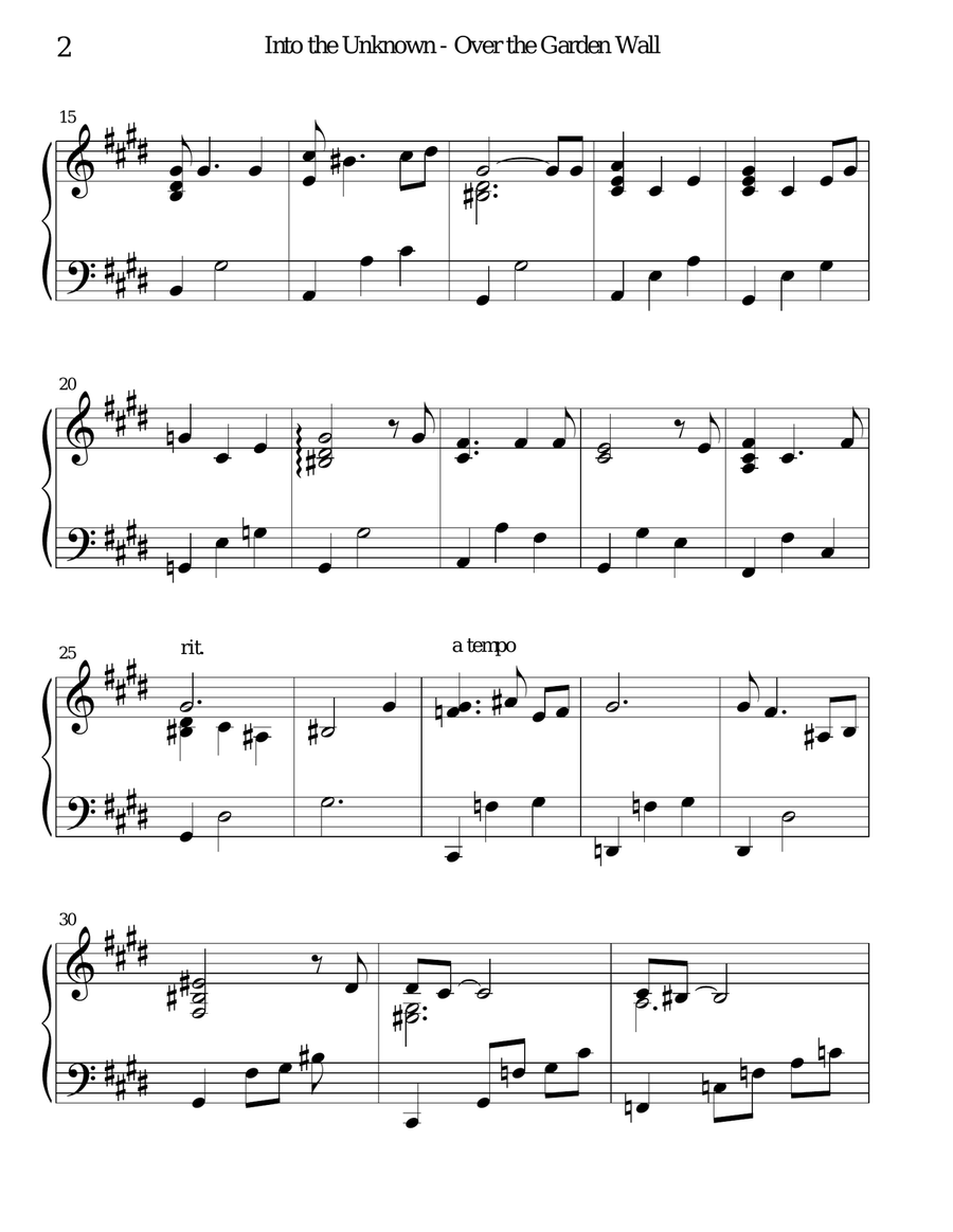 Over The Garden Wall Piano Solo scores gallery preview page 2