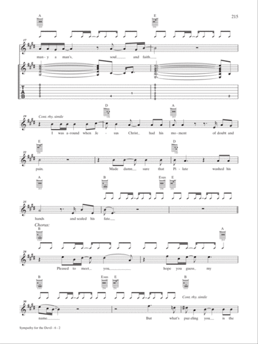 Sympathy for the Devil Guitar Tablature scores gallery preview page 2
