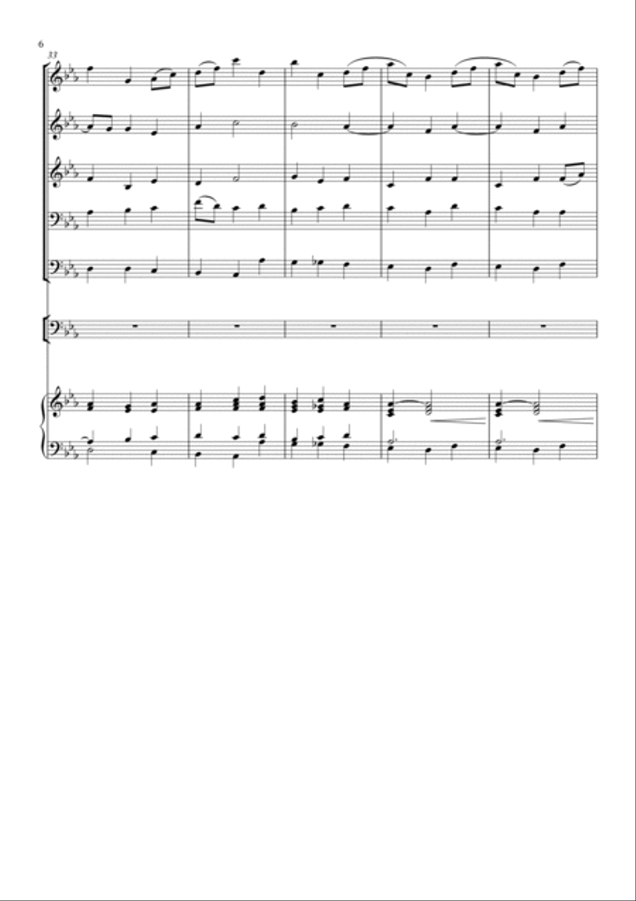 Nimrod, for Brass Quintet, Timpani and Organ Horn scores gallery preview page 6