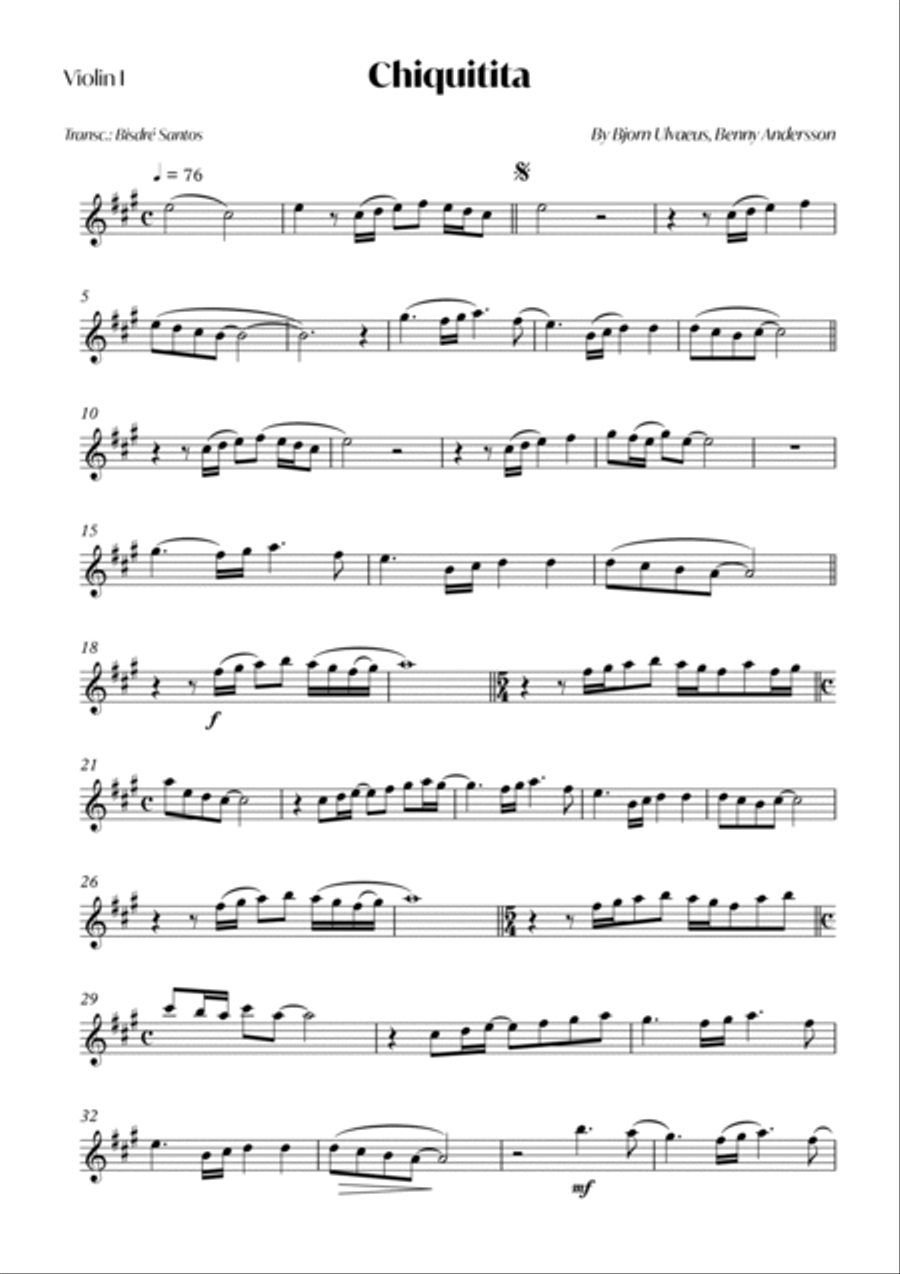 Chiquitita Chiquitita String Quartet scores gallery preview page 5