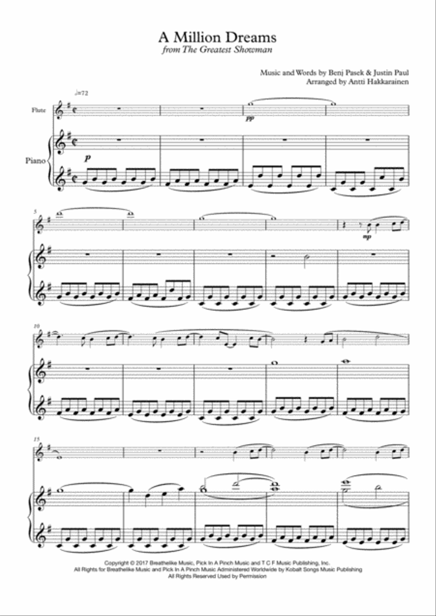 A Million Dreams Flute Solo scores gallery preview page 2