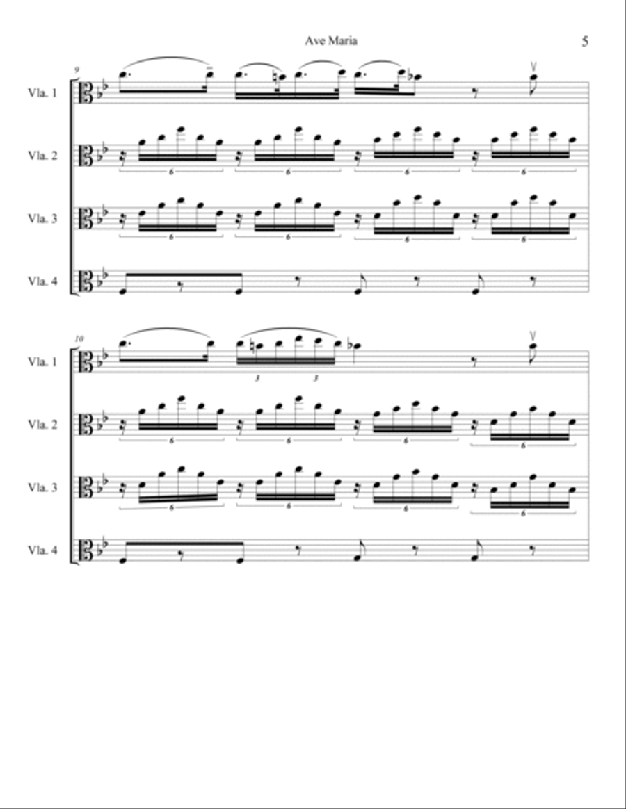 Ave Maria for Viola Quartet Viola scores gallery preview page 6