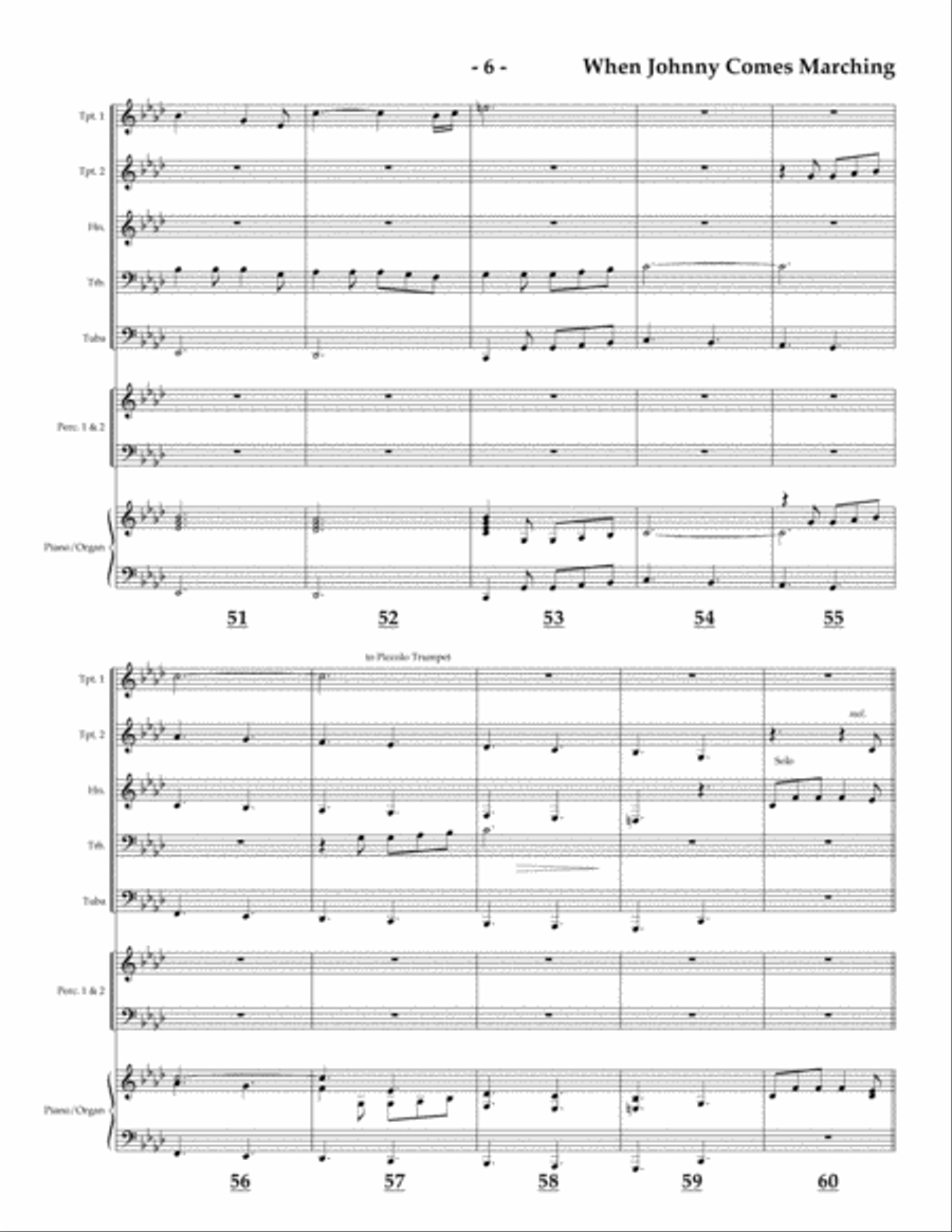 When Johnny Comes Marching Home for brass quintet Brass Quintet scores gallery preview page 6
