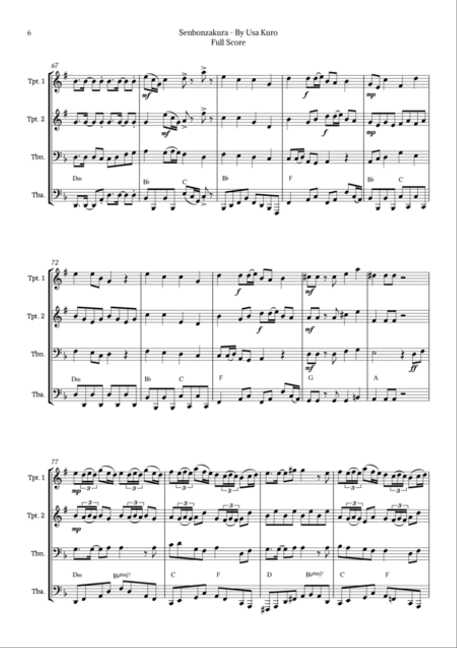 Senbonzakura Brass Quartet scores gallery preview page 6