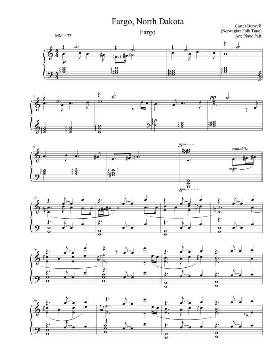 Fargo, North Dakota Piano Solo scores gallery preview page 1