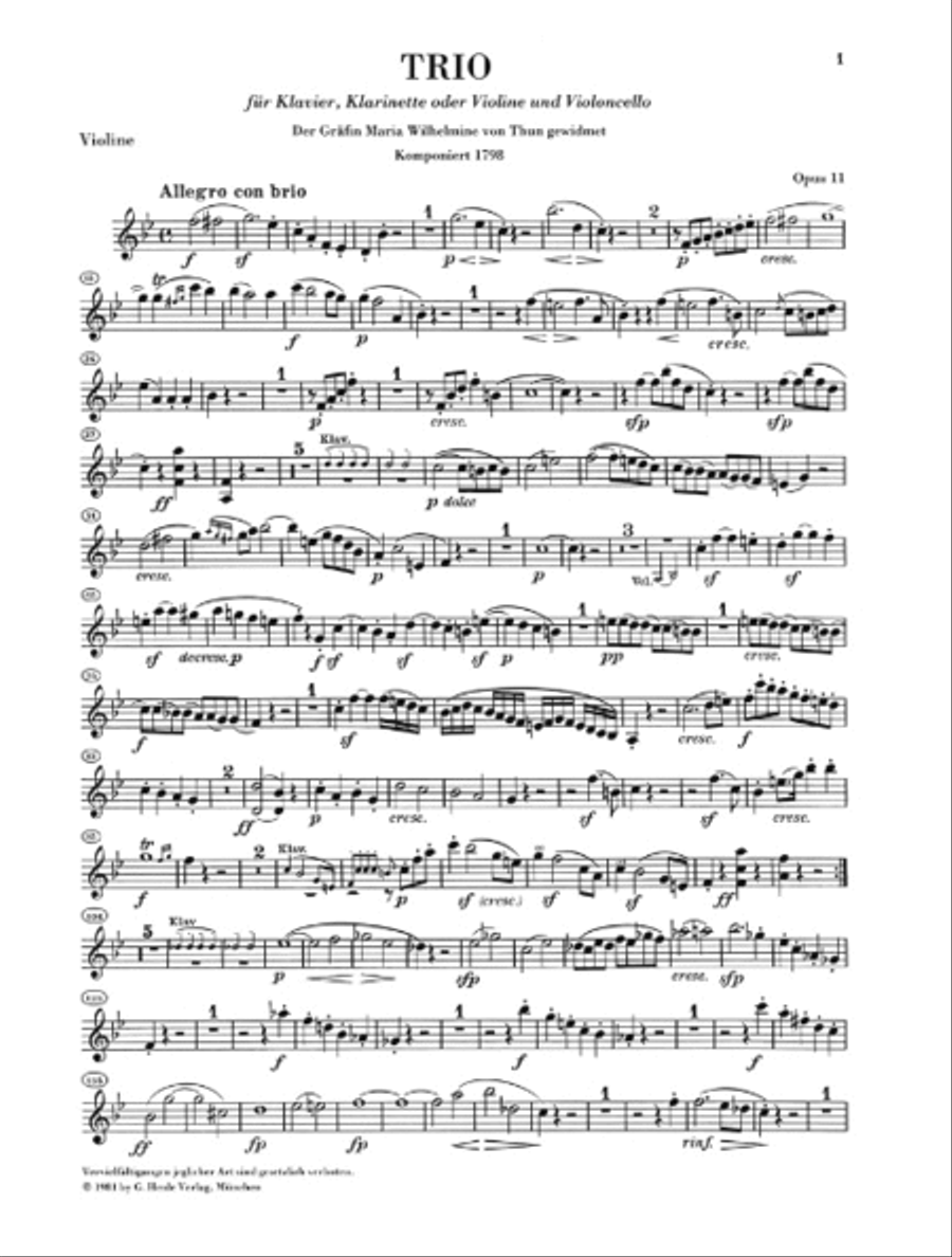 Clarinet Trios B Flat Major Op. 11 and E Flat Major Op. 38 Clarinet Trio scores gallery preview page 3