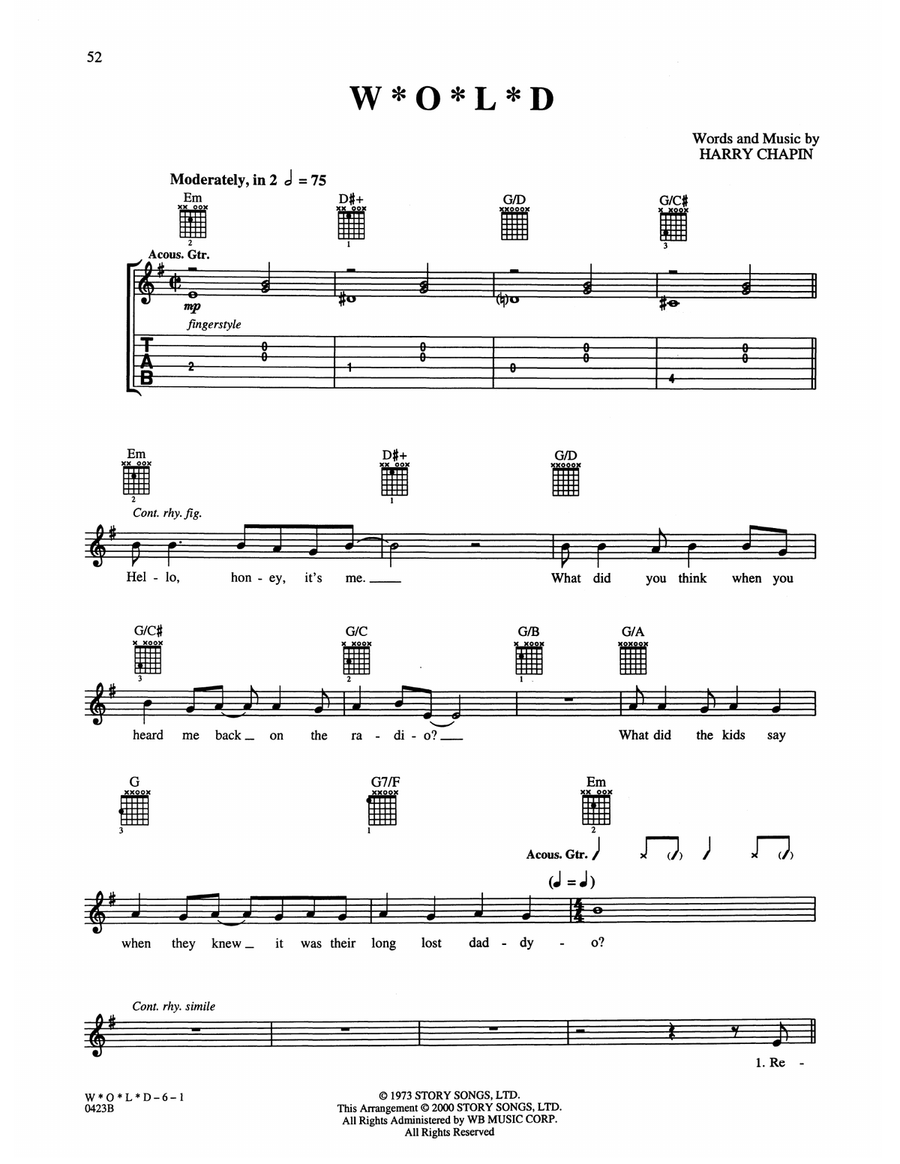 W*o*l*d Acoustic Guitar scores gallery preview page 1